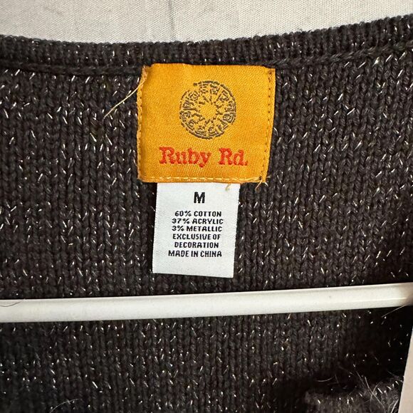 Ruby Rd Gray & Silver Sweater Vest with Faux Fur, Medium, NWT - Picture 5 of 7